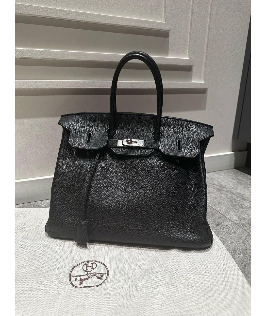 HERMES Черная кожаная сумка с короткими ручками, фото 9
