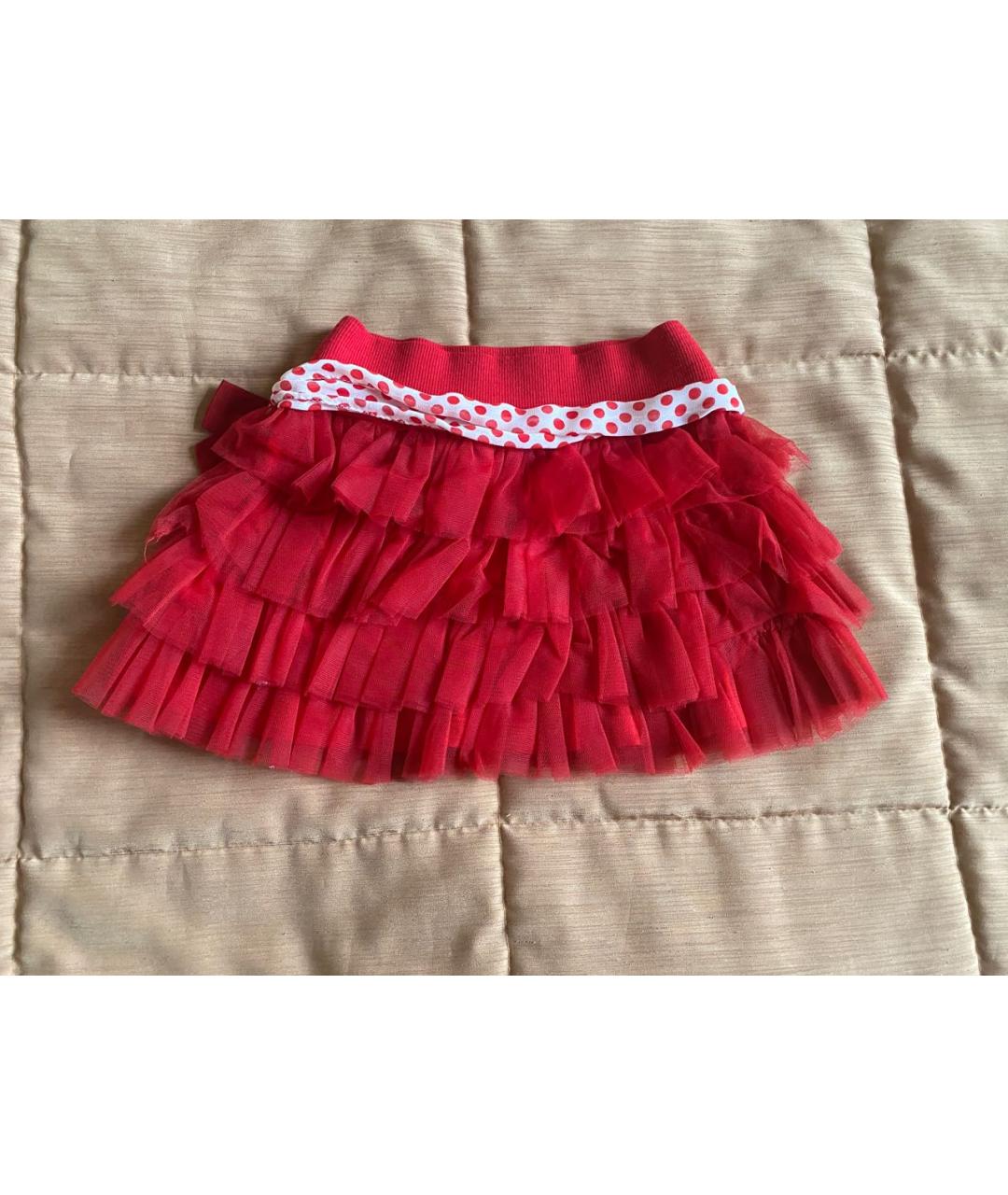 MONNALISA Красная хлопковая юбка, фото 2
