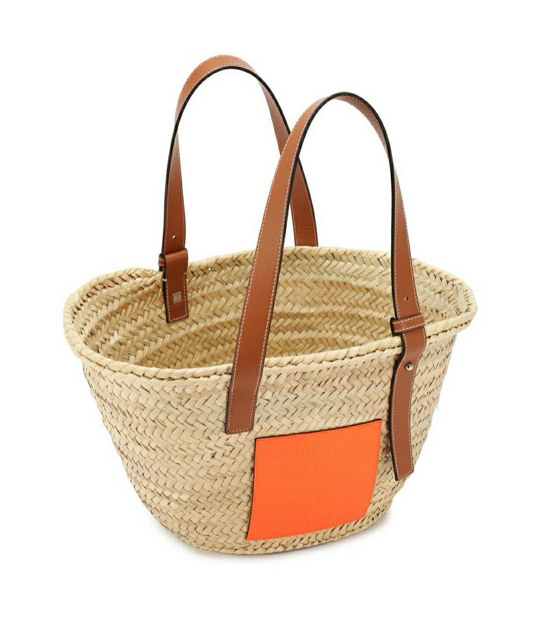 LOEWE Оранжевая пелетеная пляжная сумка, фото 2