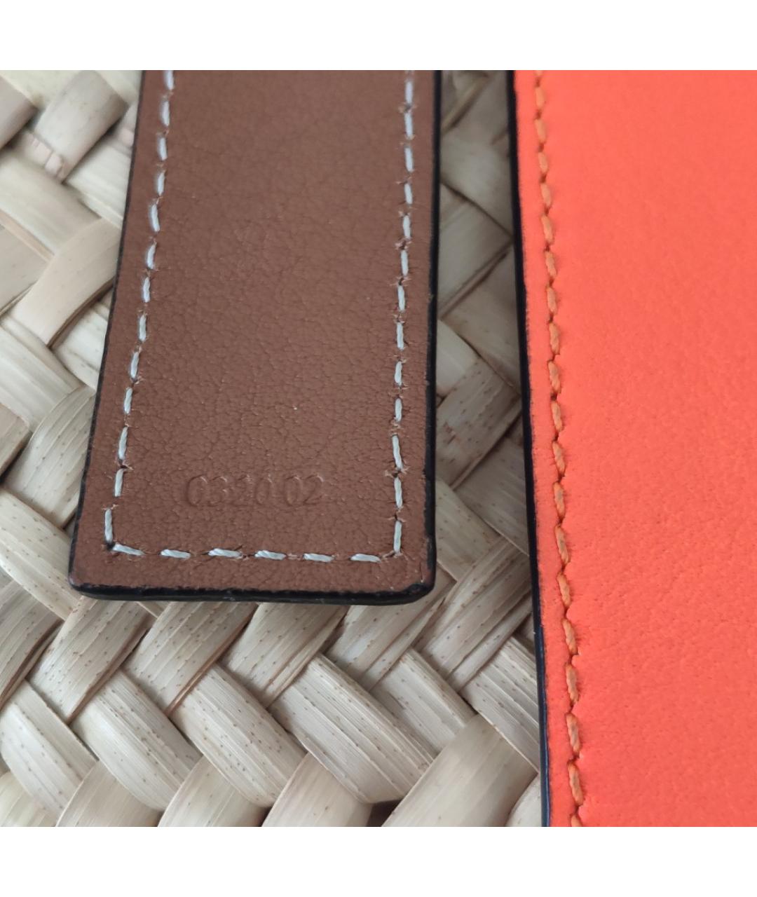 LOEWE Оранжевая пелетеная пляжная сумка, фото 4
