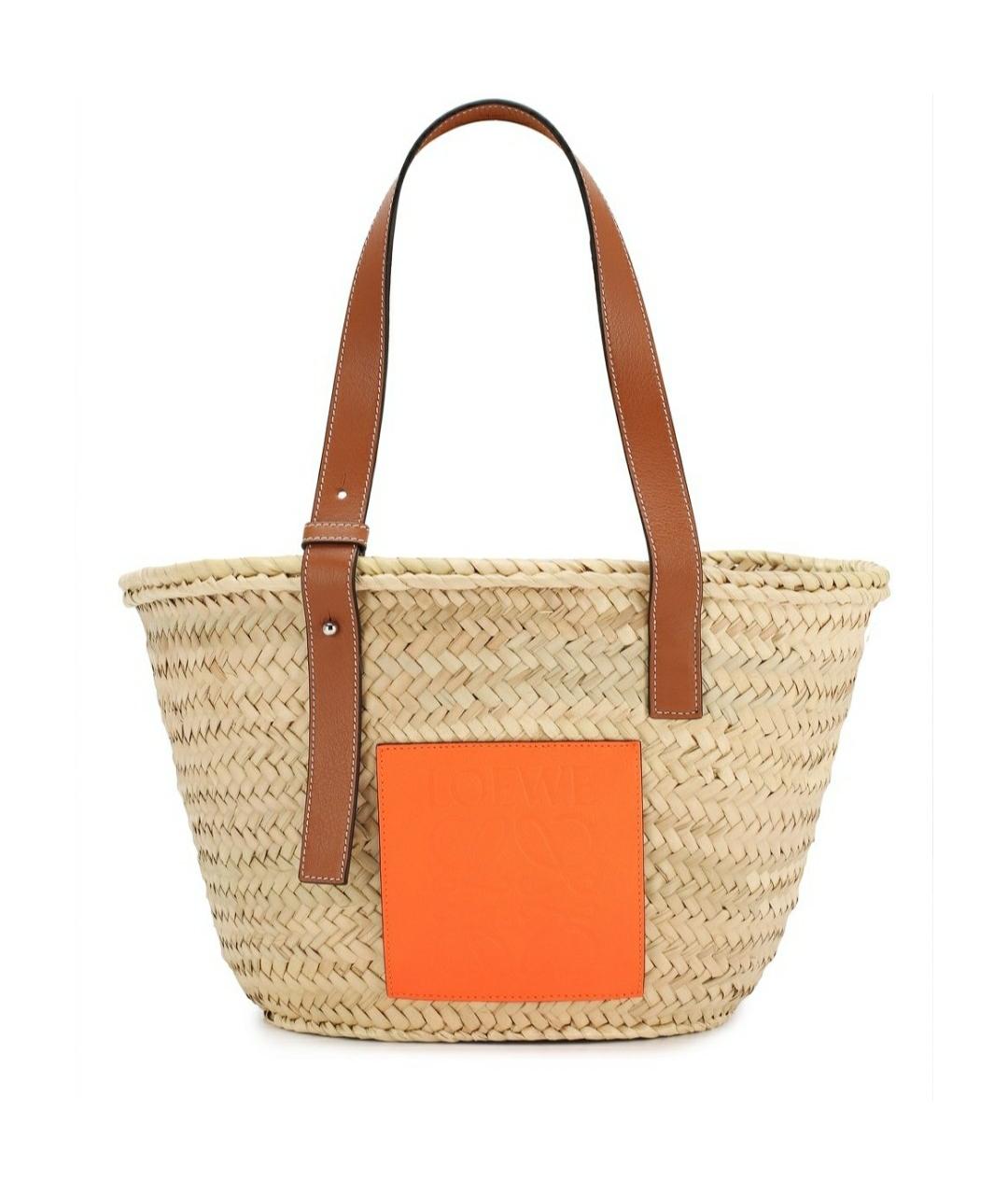 LOEWE Оранжевая пелетеная пляжная сумка, фото 1