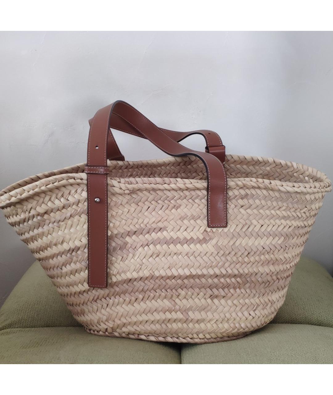 LOEWE Оранжевая пелетеная пляжная сумка, фото 3