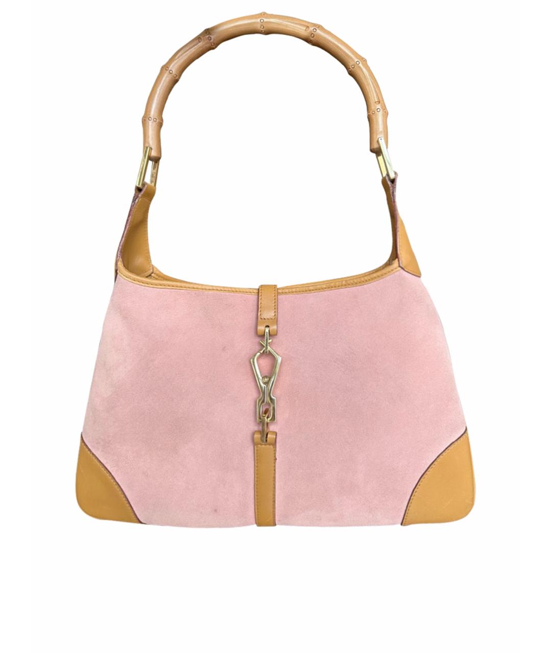 GUCCI Розовая замшевая сумка с короткими ручками, фото 1
