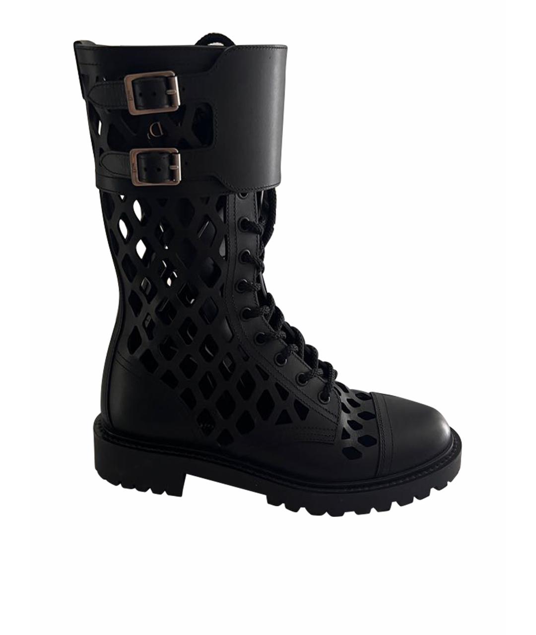 CHRISTIAN DIOR Черные кожаные ботинки, фото 1