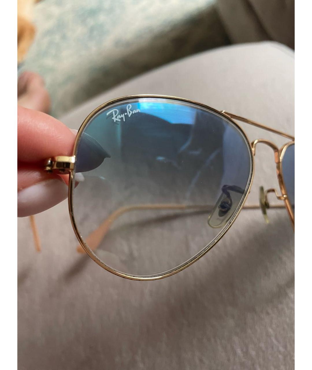 RAY BAN Голубые металлические солнцезащитные очки, фото 3
