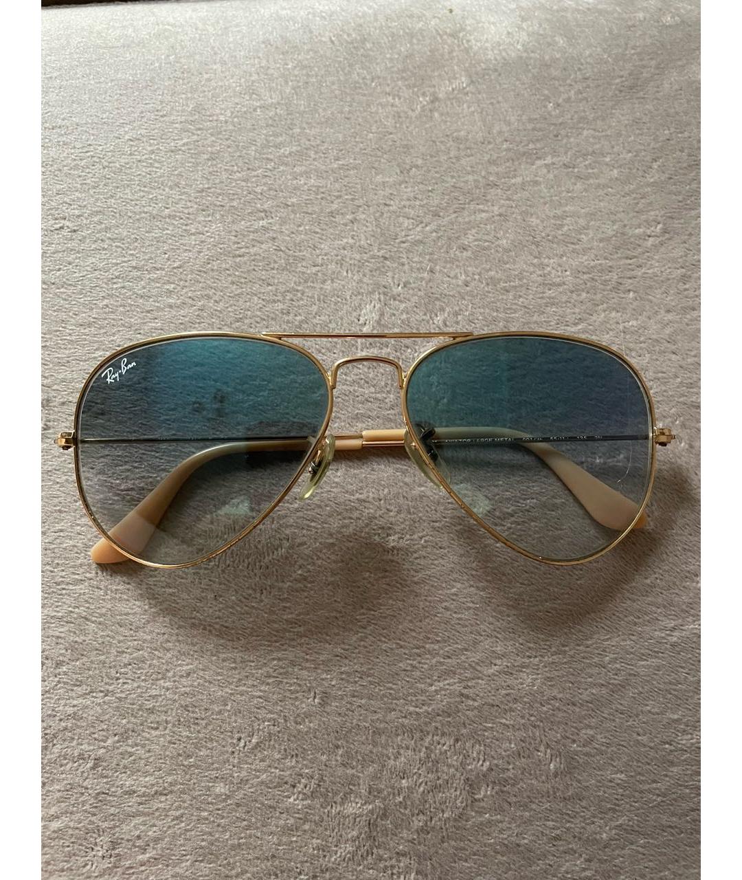 RAY BAN Голубые металлические солнцезащитные очки, фото 4