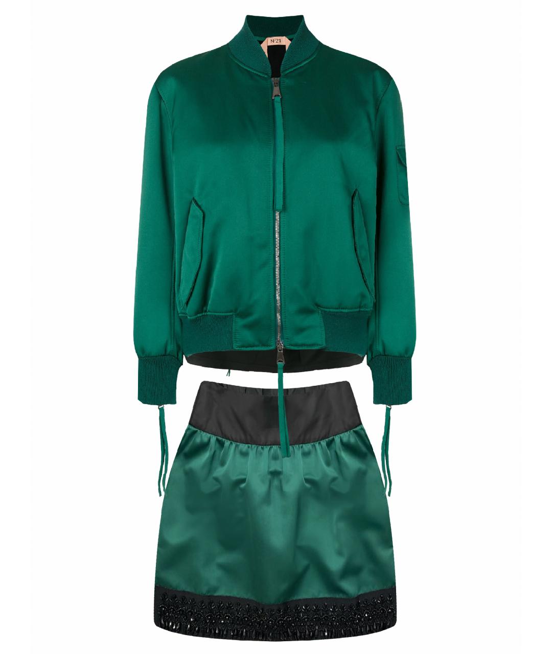 NO. 21 Зеленый шелковый костюм с юбками, фото 1