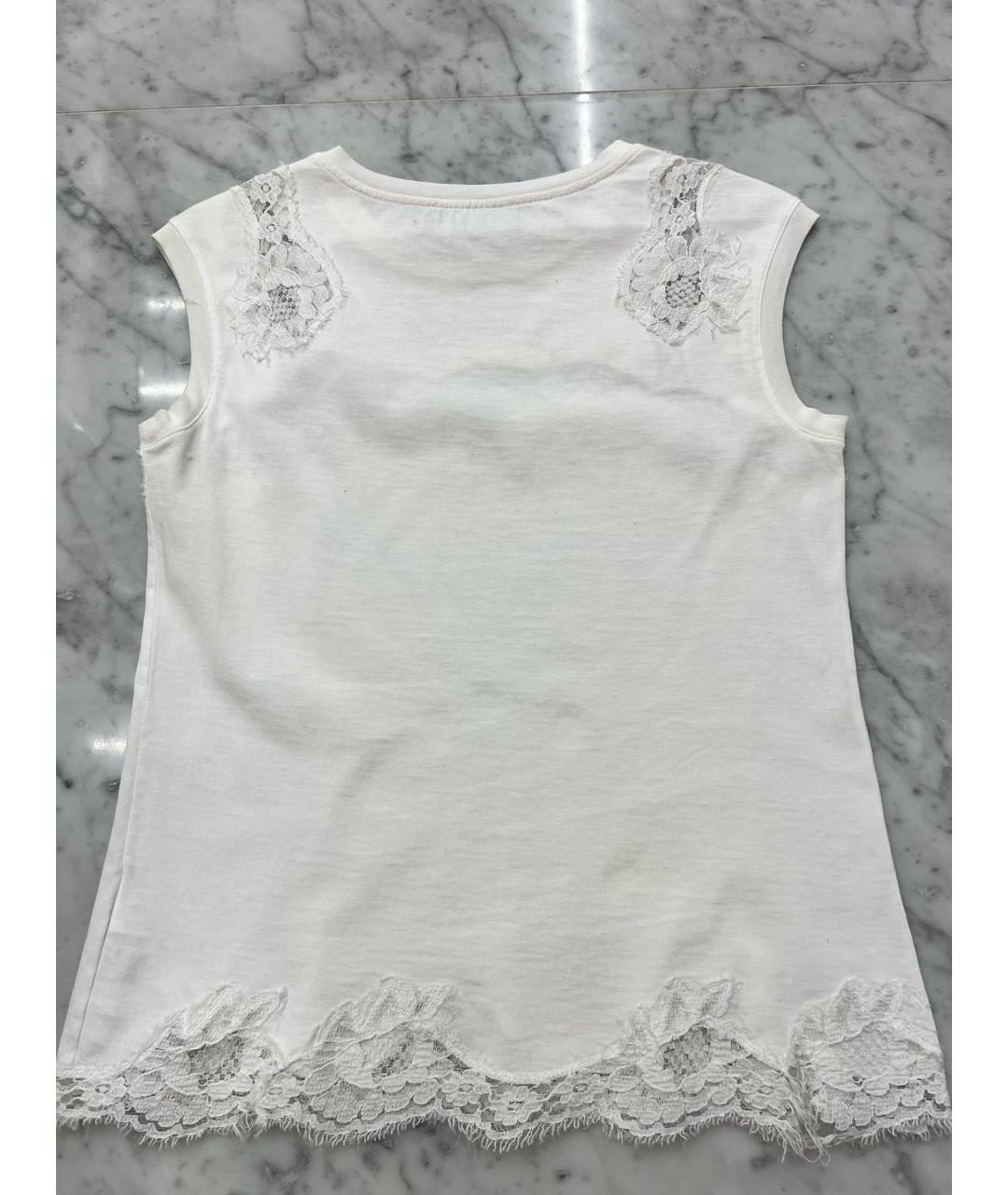 DOLCE&GABBANA Белая кружевная футболка, фото 3