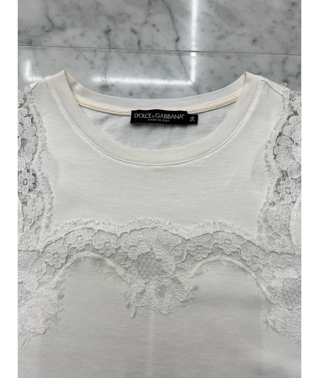 DOLCE&GABBANA Белая кружевная футболка, фото 2