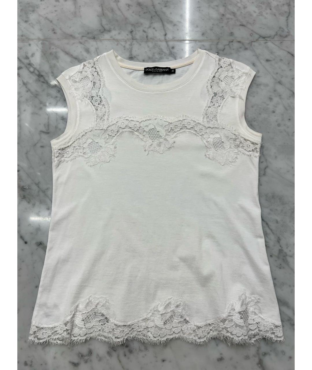 DOLCE&GABBANA Белая кружевная футболка, фото 4