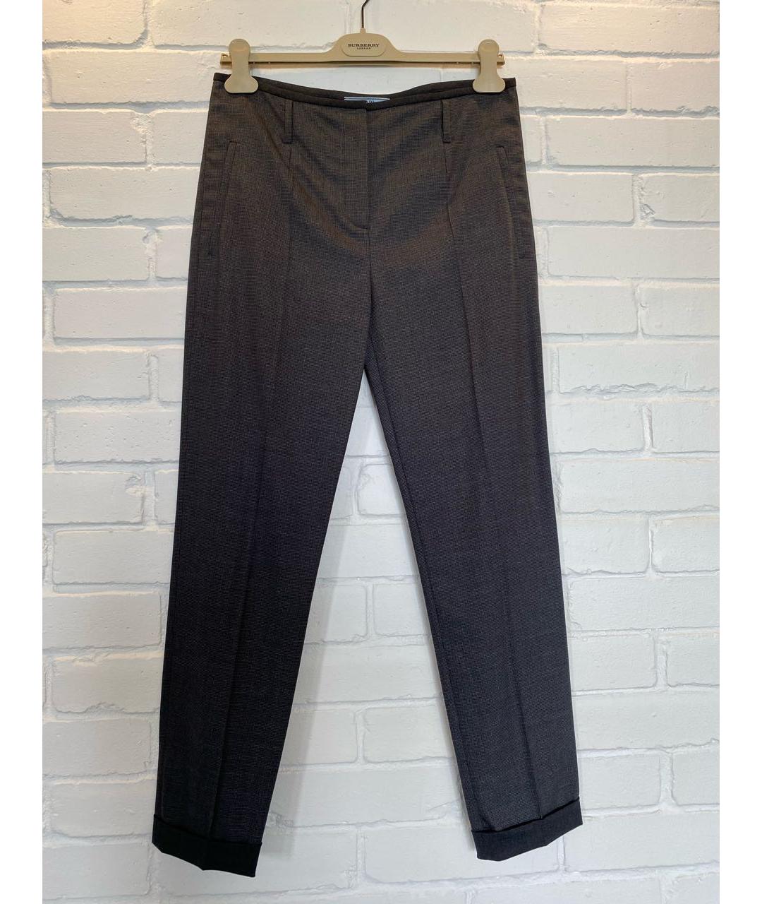 PRADA Серые шерстяные прямые брюки, фото 7