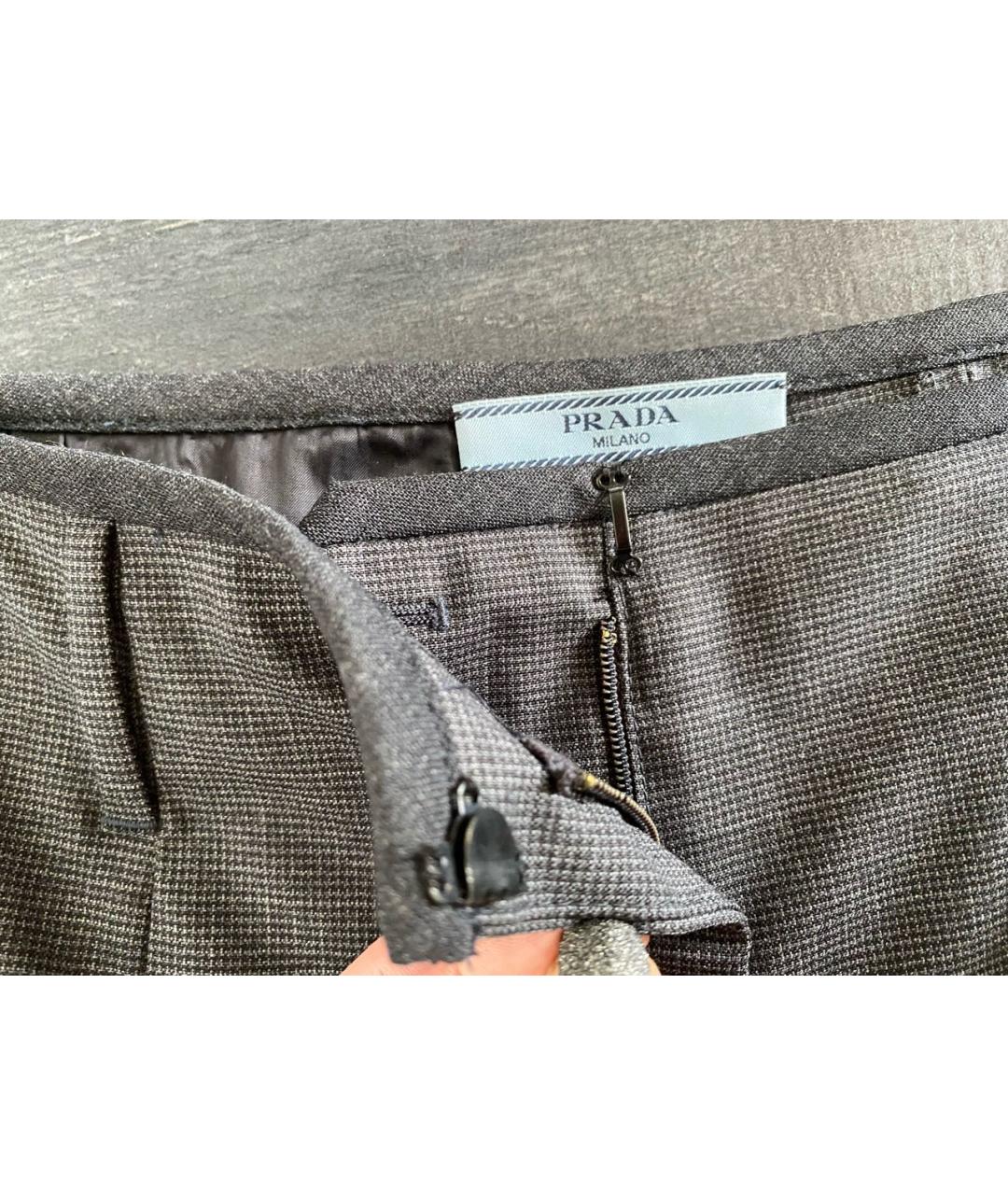 PRADA Серые шерстяные прямые брюки, фото 5
