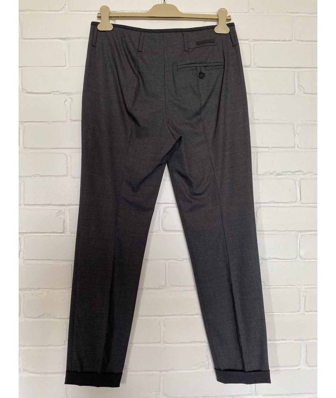 PRADA Серые шерстяные прямые брюки, фото 2