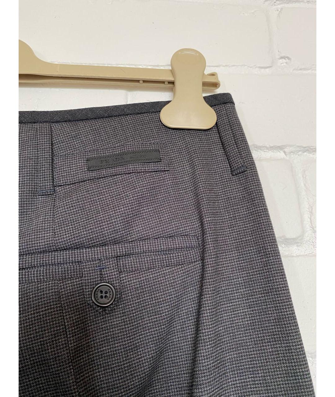 PRADA Серые шерстяные прямые брюки, фото 3