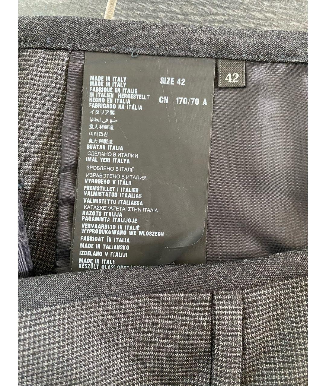 PRADA Серые шерстяные прямые брюки, фото 6