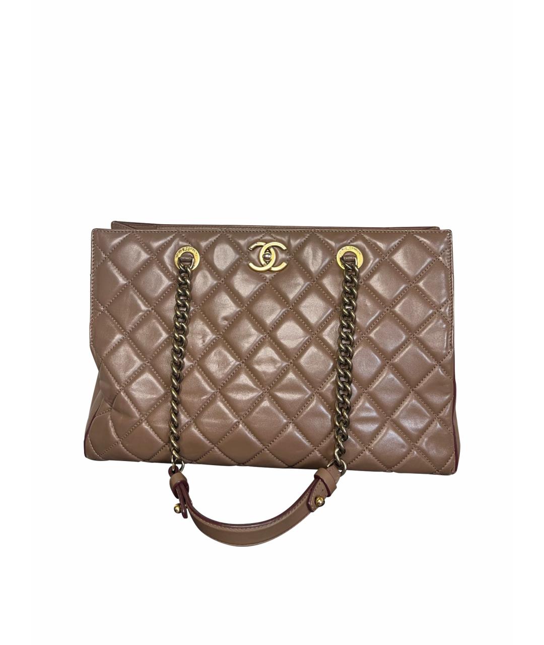 CHANEL PRE-OWNED Коричневая кожаная сумка тоут, фото 1