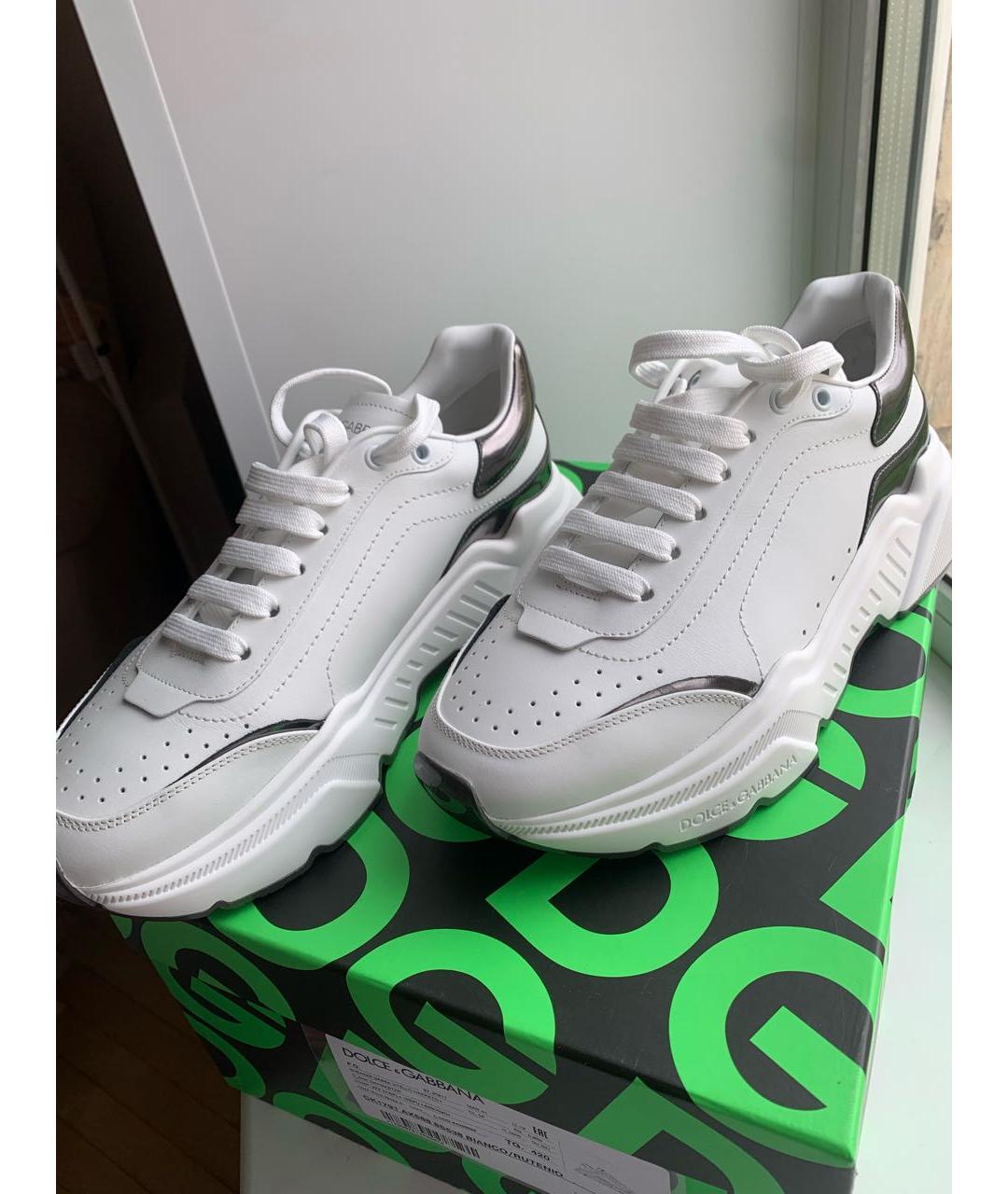DOLCE&GABBANA Белые кожаные кроссовки, фото 2