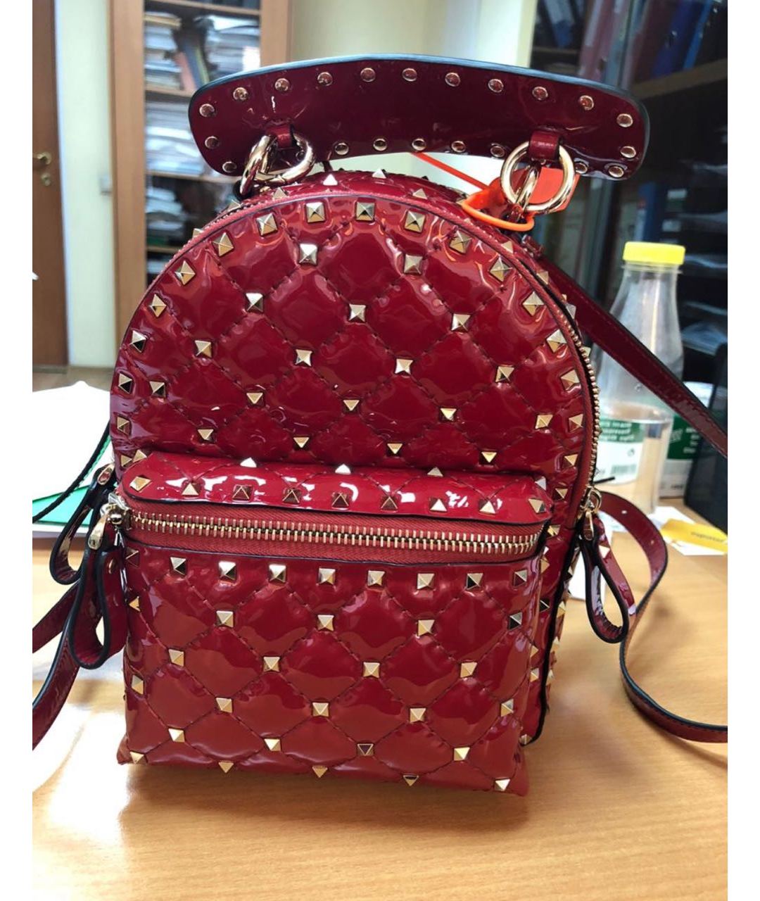 VALENTINO Красный кожаный рюкзак, фото 3
