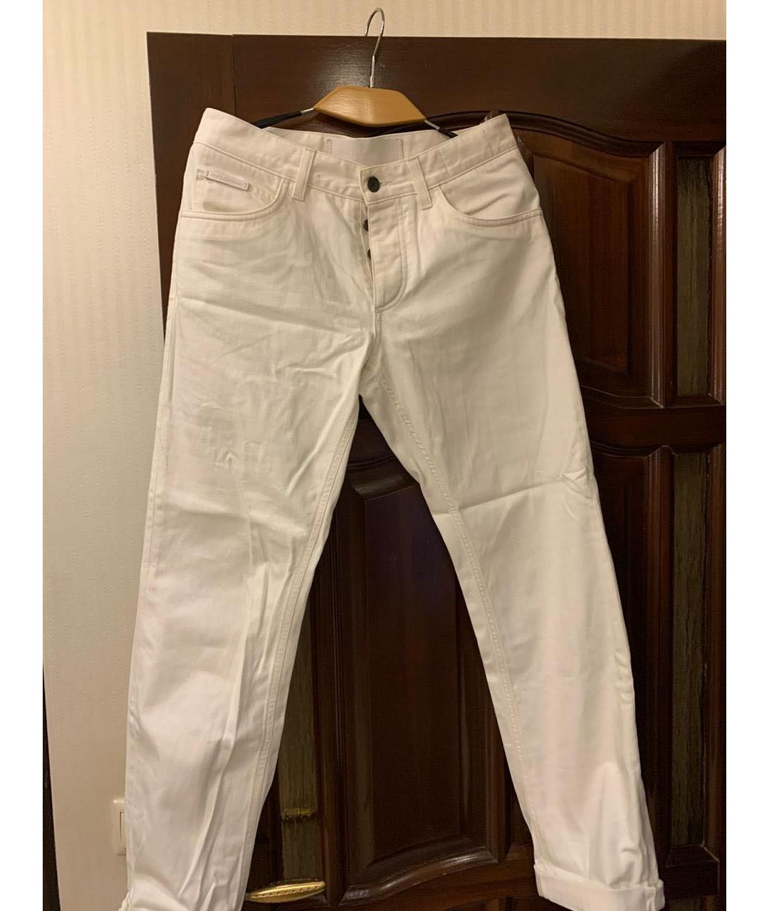DOLCE&GABBANA Белые хлопковые прямые джинсы, фото 5