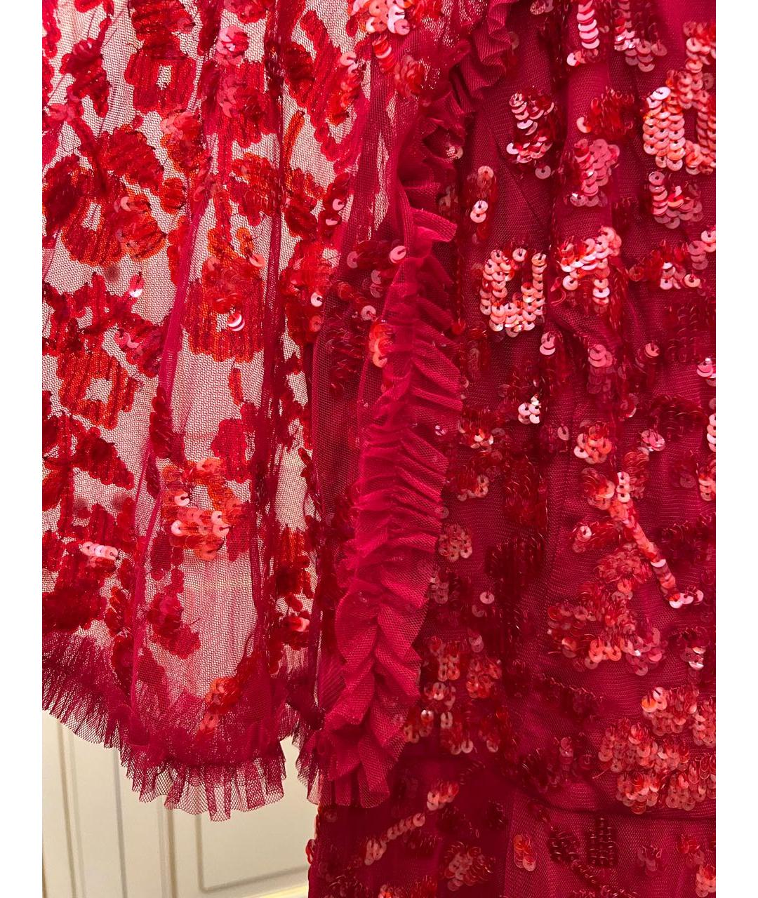 NEEDLE & THREAD Бордовое кружевное вечернее платье, фото 4