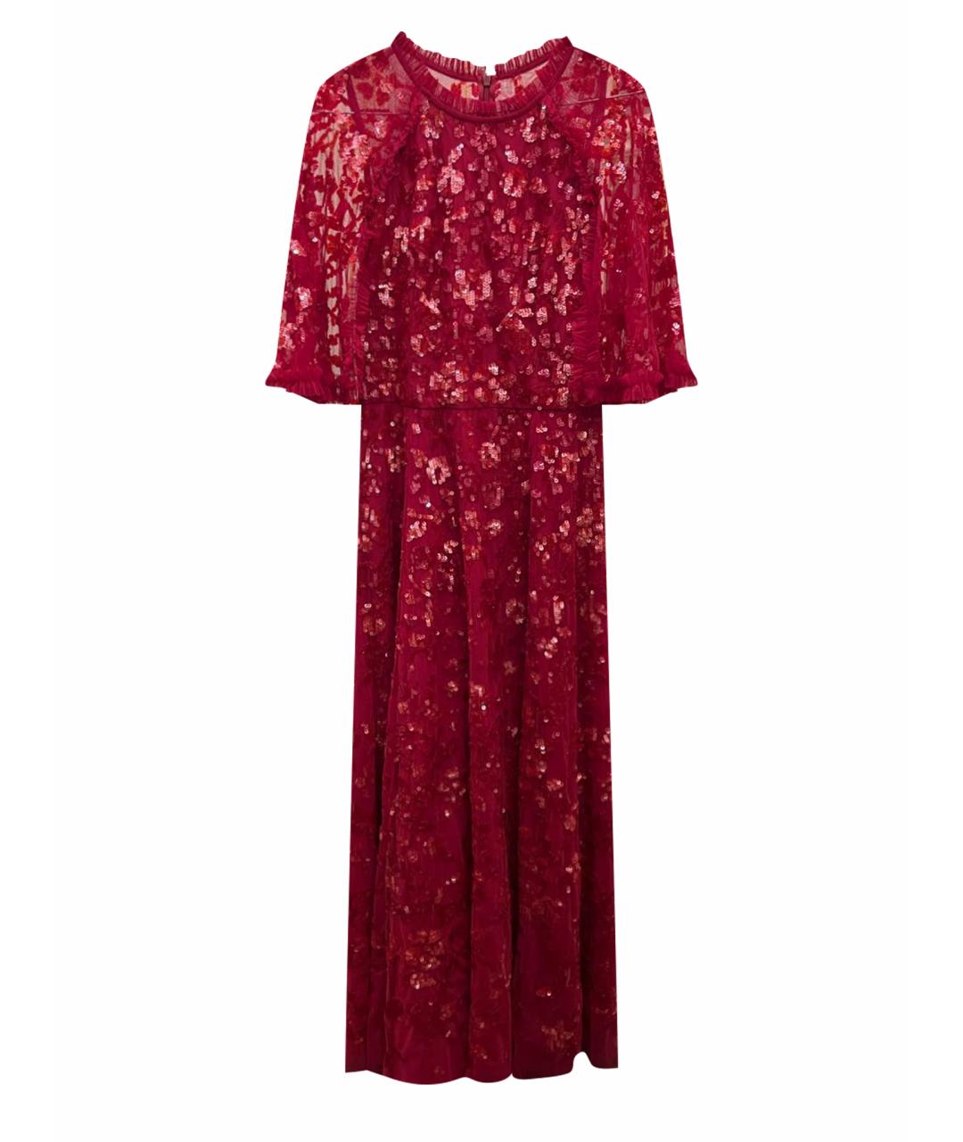 NEEDLE & THREAD Бордовое кружевное вечернее платье, фото 1