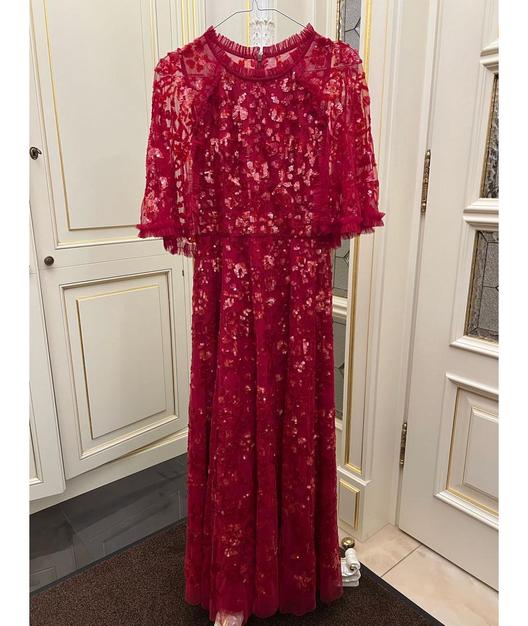NEEDLE & THREAD Бордовое кружевное вечернее платье, фото 5
