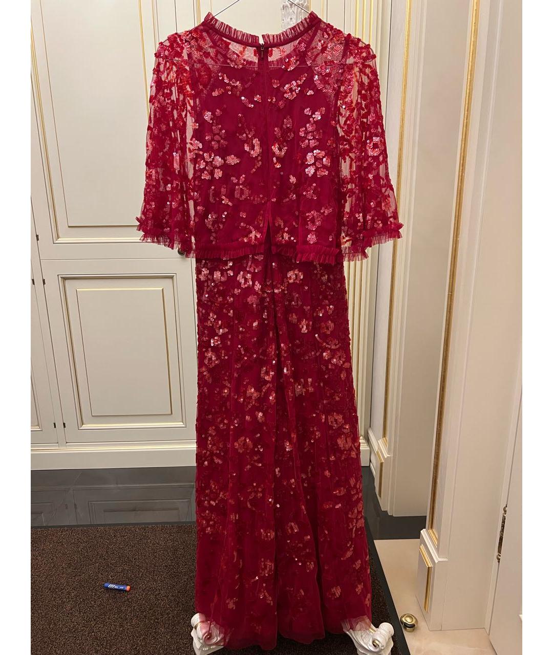 NEEDLE & THREAD Бордовое кружевное вечернее платье, фото 2