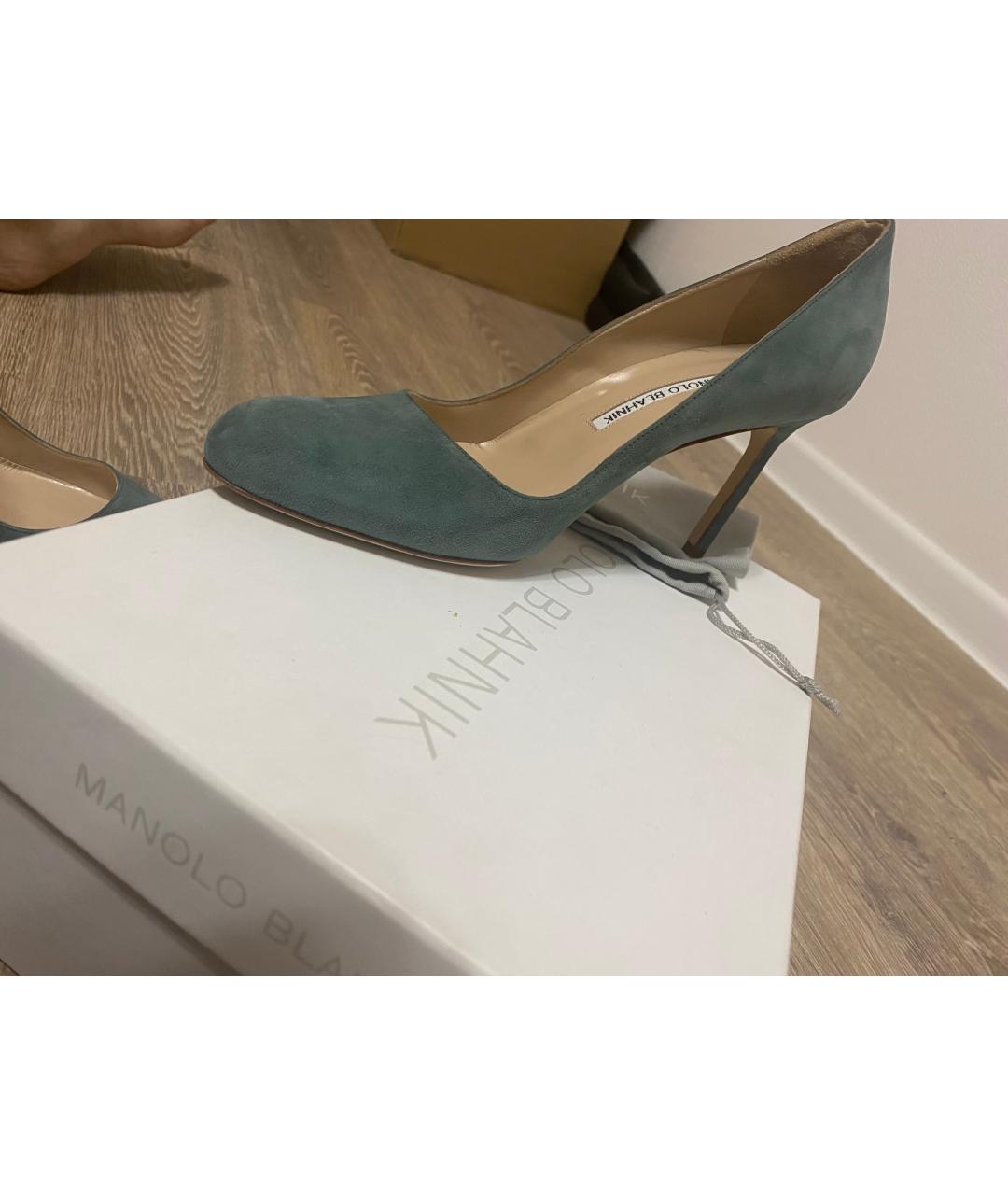MANOLO BLAHNIK Зеленые замшевые туфли, фото 3