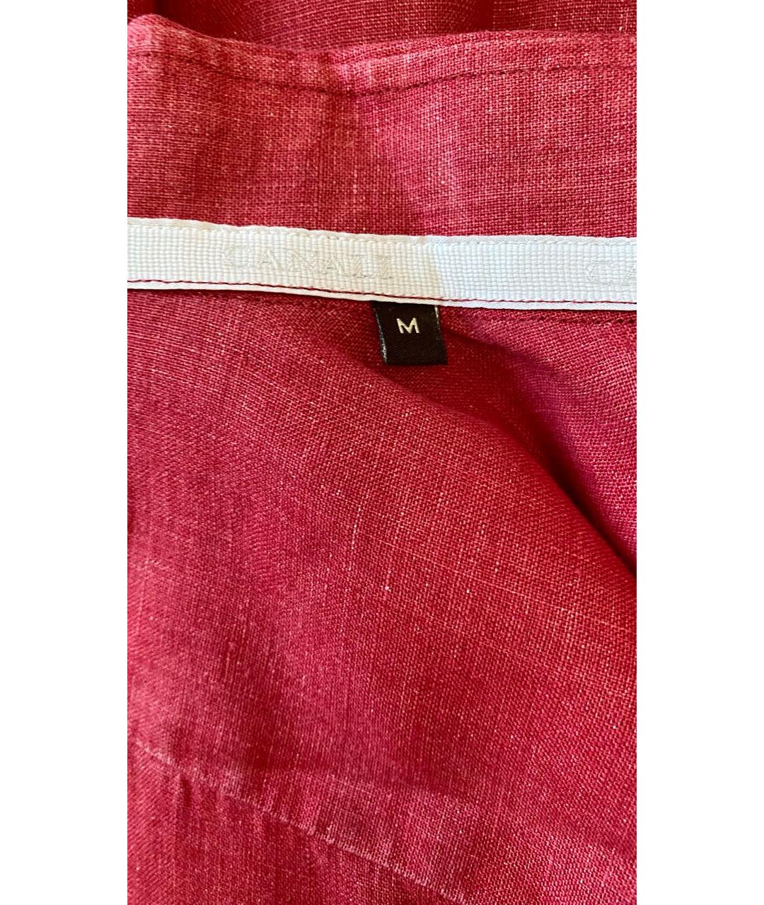 CANALI Красная льняная классическая рубашка, фото 3