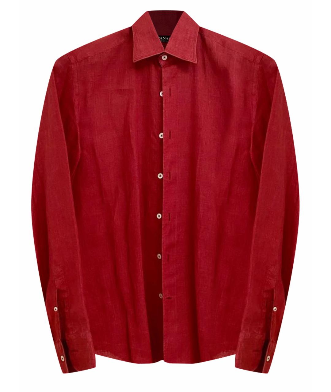 CANALI Красная льняная классическая рубашка, фото 1