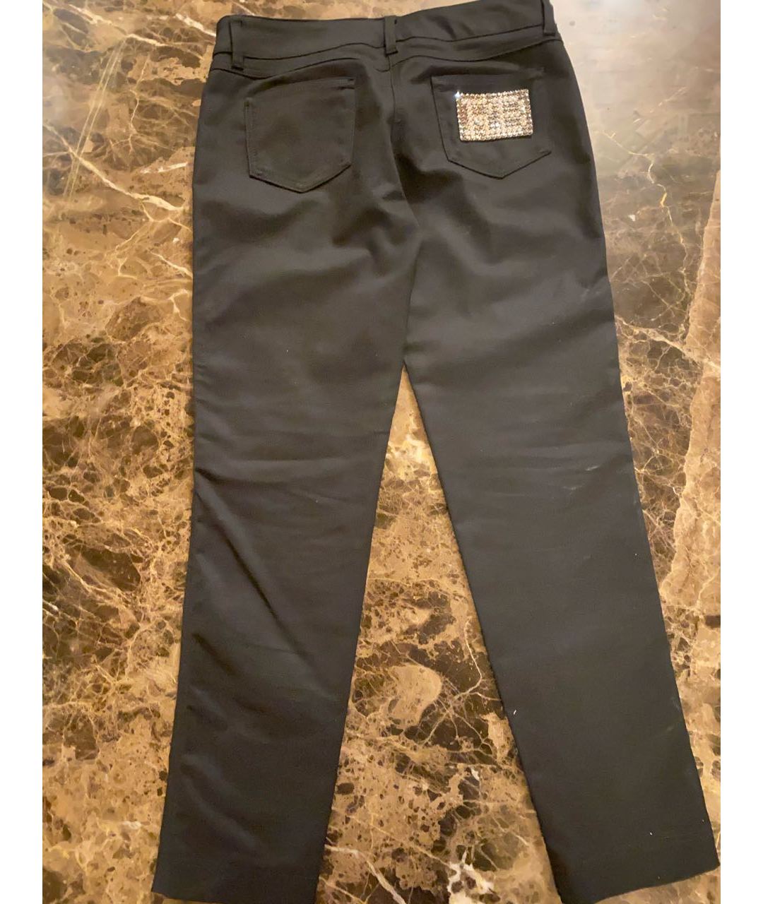 ROCCO P. Черные хлопковые прямые брюки, фото 2