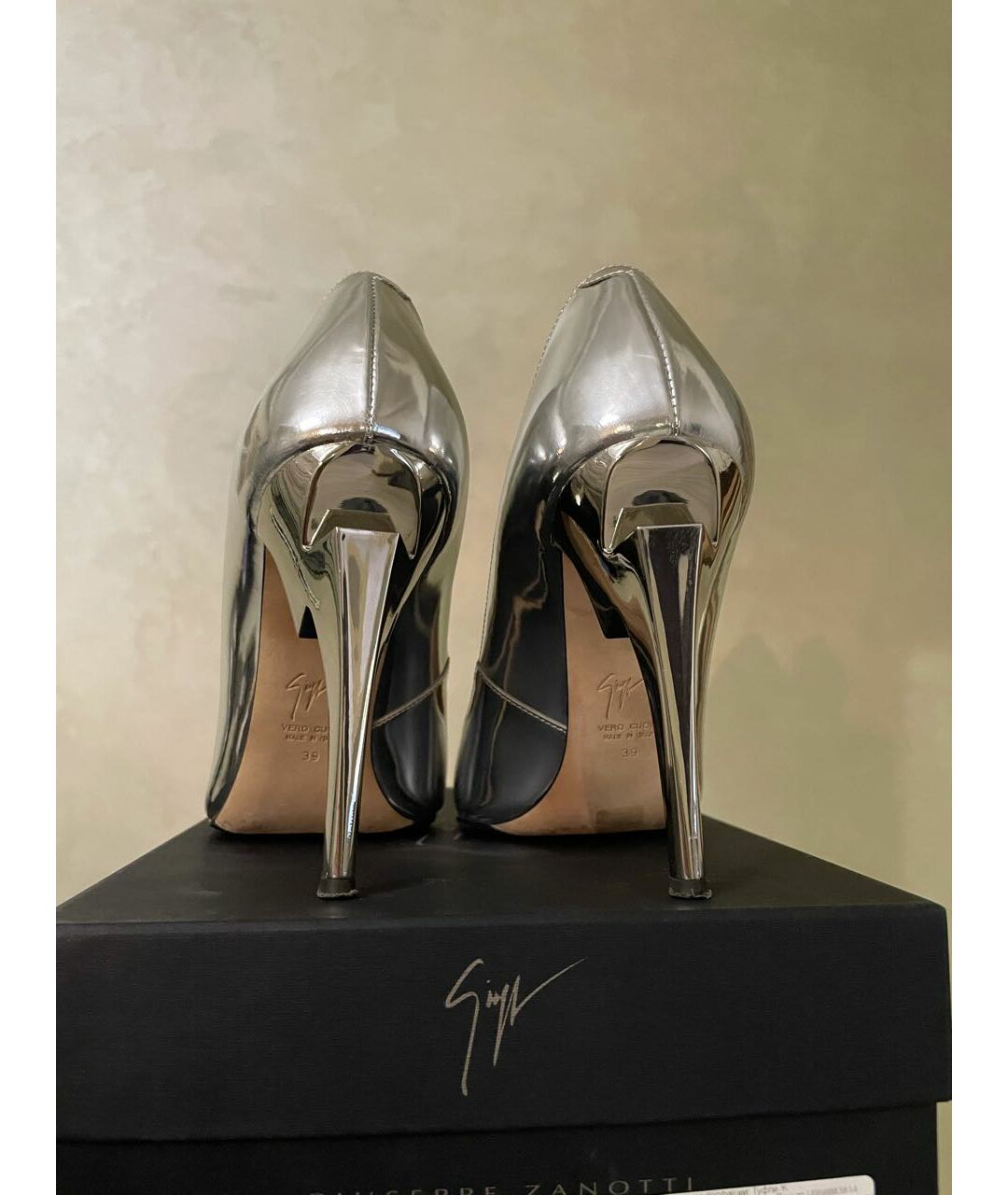 GIUSEPPE ZANOTTI DESIGN Серебряные кожаные туфли, фото 4