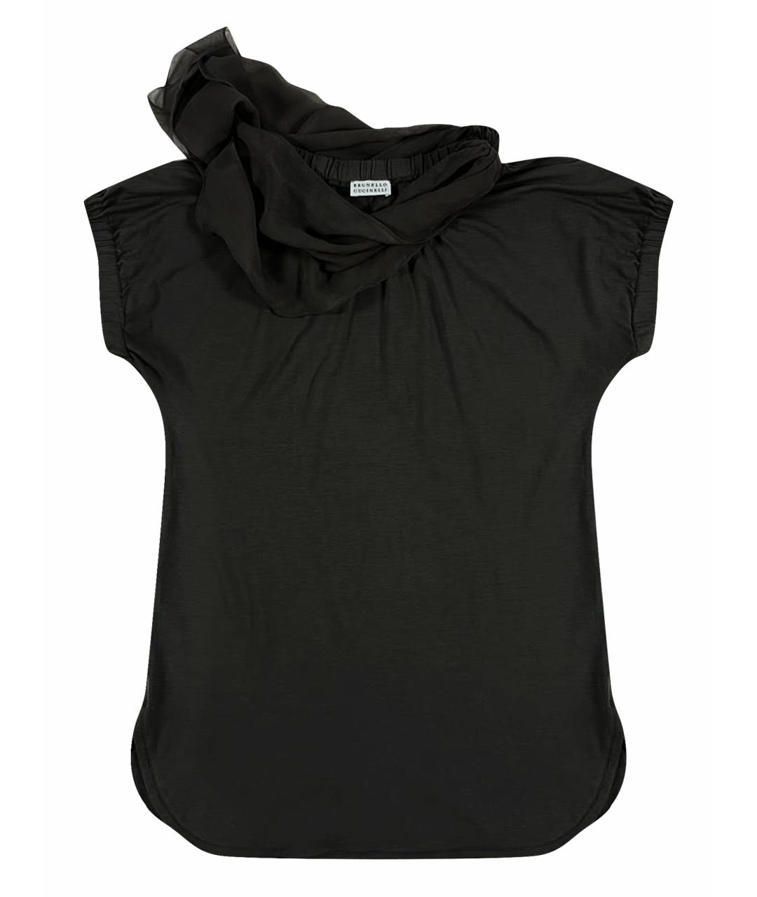 BRUNELLO CUCINELLI Антрацитовая хлопко-эластановая блузы, фото 1