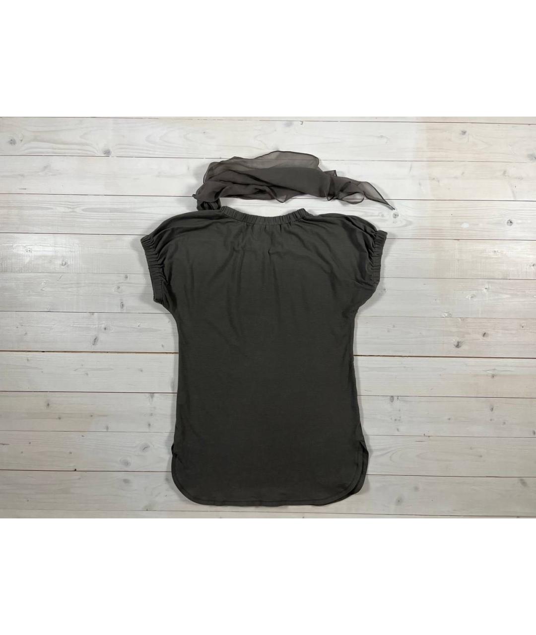 BRUNELLO CUCINELLI Антрацитовая хлопко-эластановая блузы, фото 2