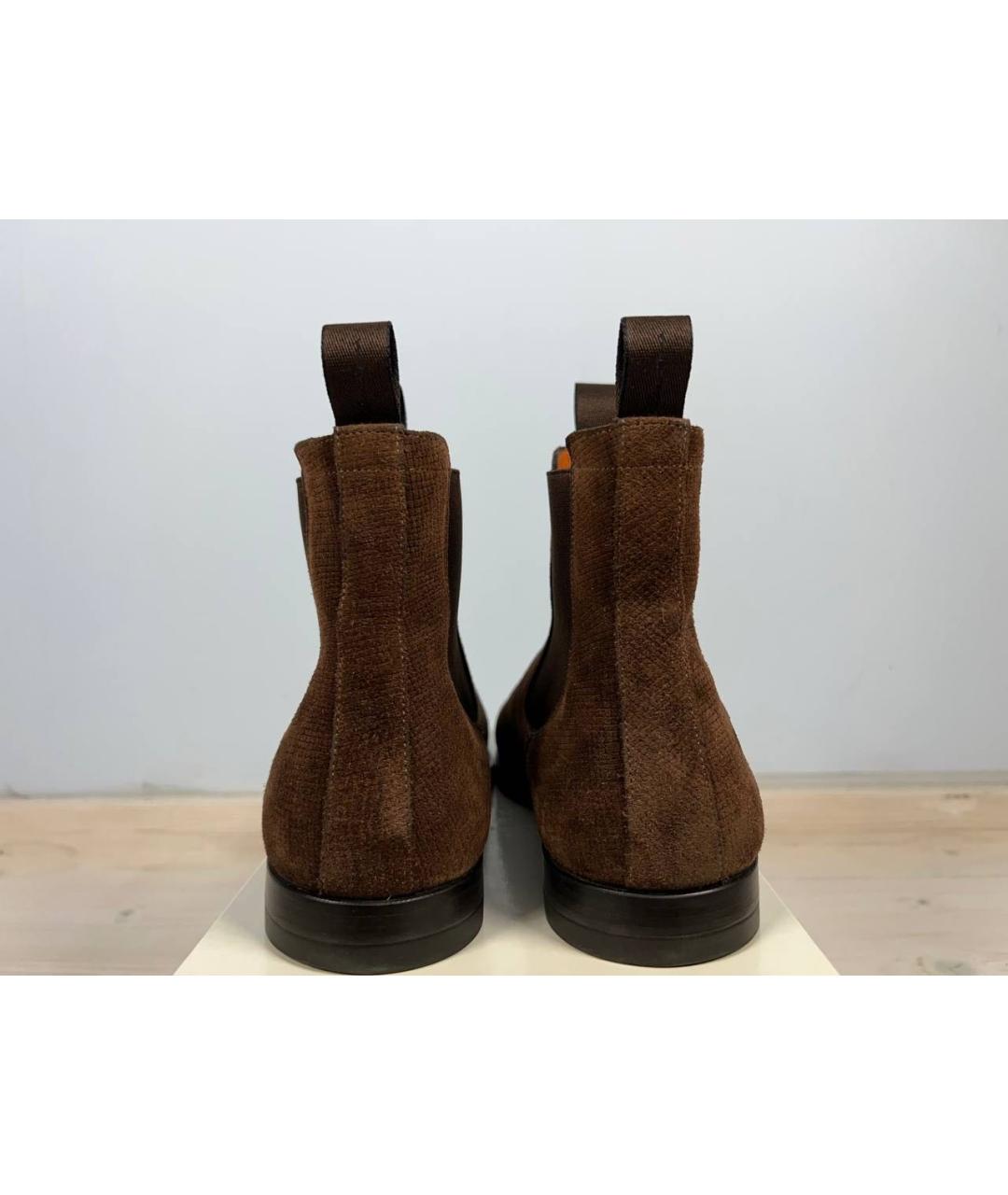 SANTONI Коричневые замшевые высокие ботинки, фото 2