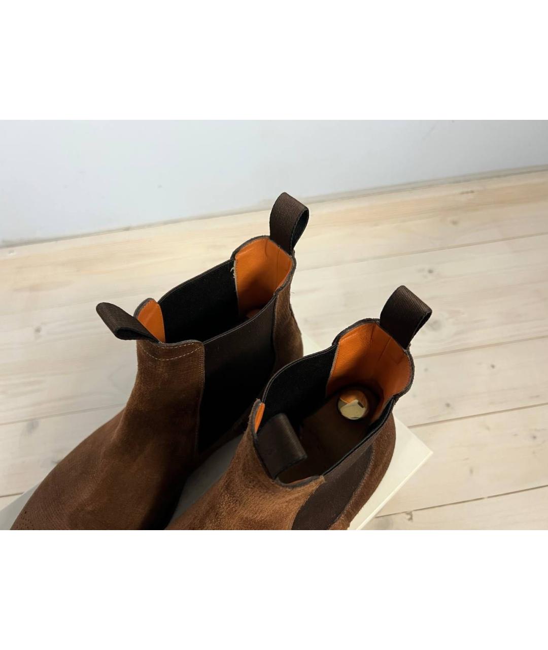SANTONI Коричневые замшевые высокие ботинки, фото 5