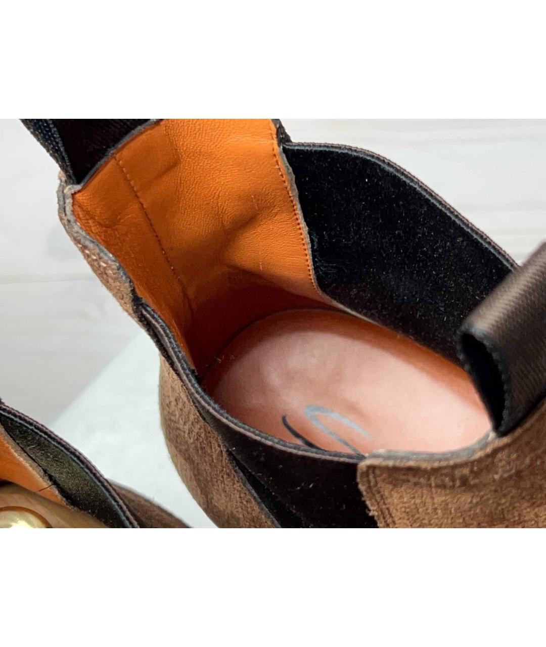 SANTONI Коричневые замшевые высокие ботинки, фото 6
