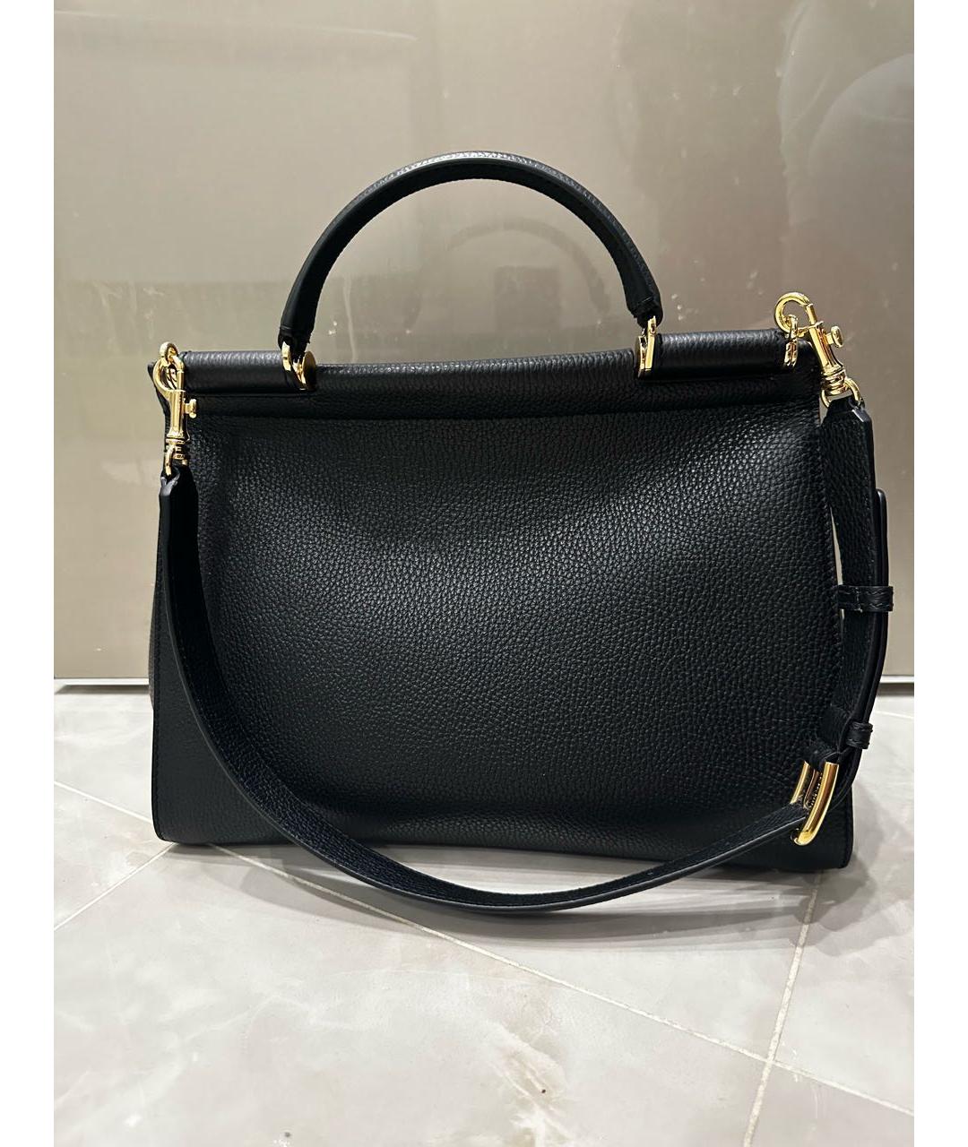 DOLCE&GABBANA Черная кожаная сумка с короткими ручками, фото 3