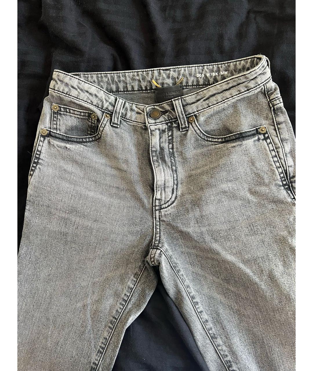 SAINT LAURENT Серые хлопковые джинсы слим, фото 4