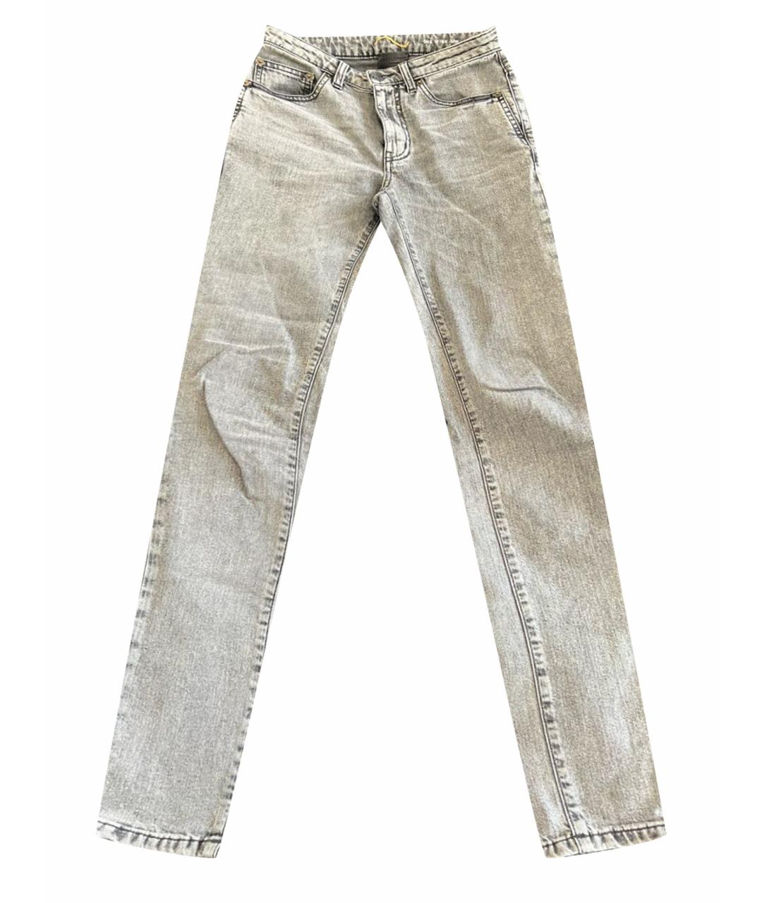 SAINT LAURENT Серые хлопковые джинсы слим, фото 1