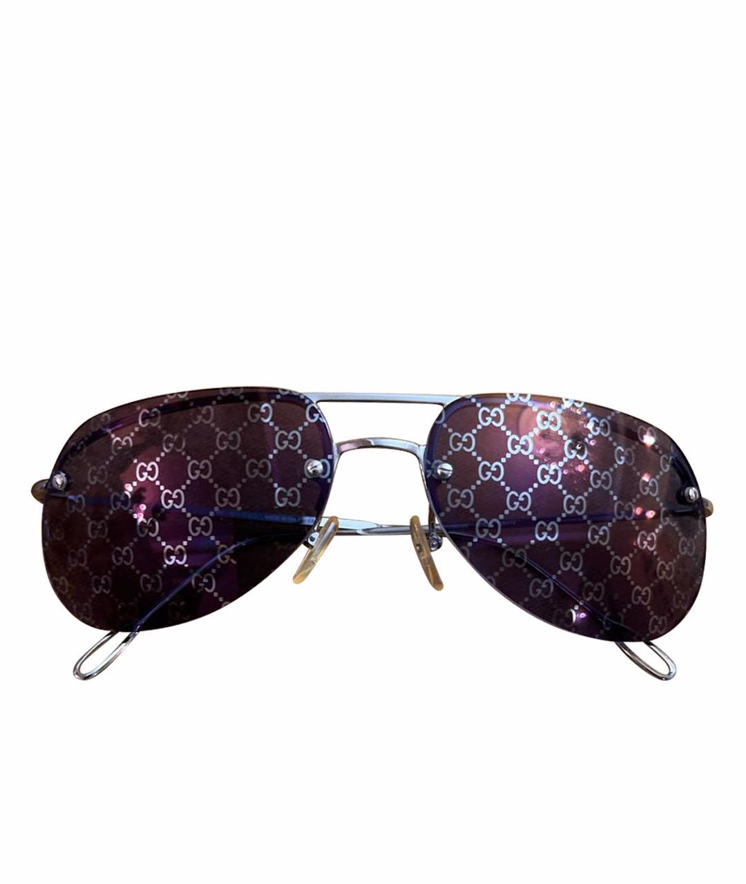 GUCCI Фиолетовые металлические солнцезащитные очки, фото 1