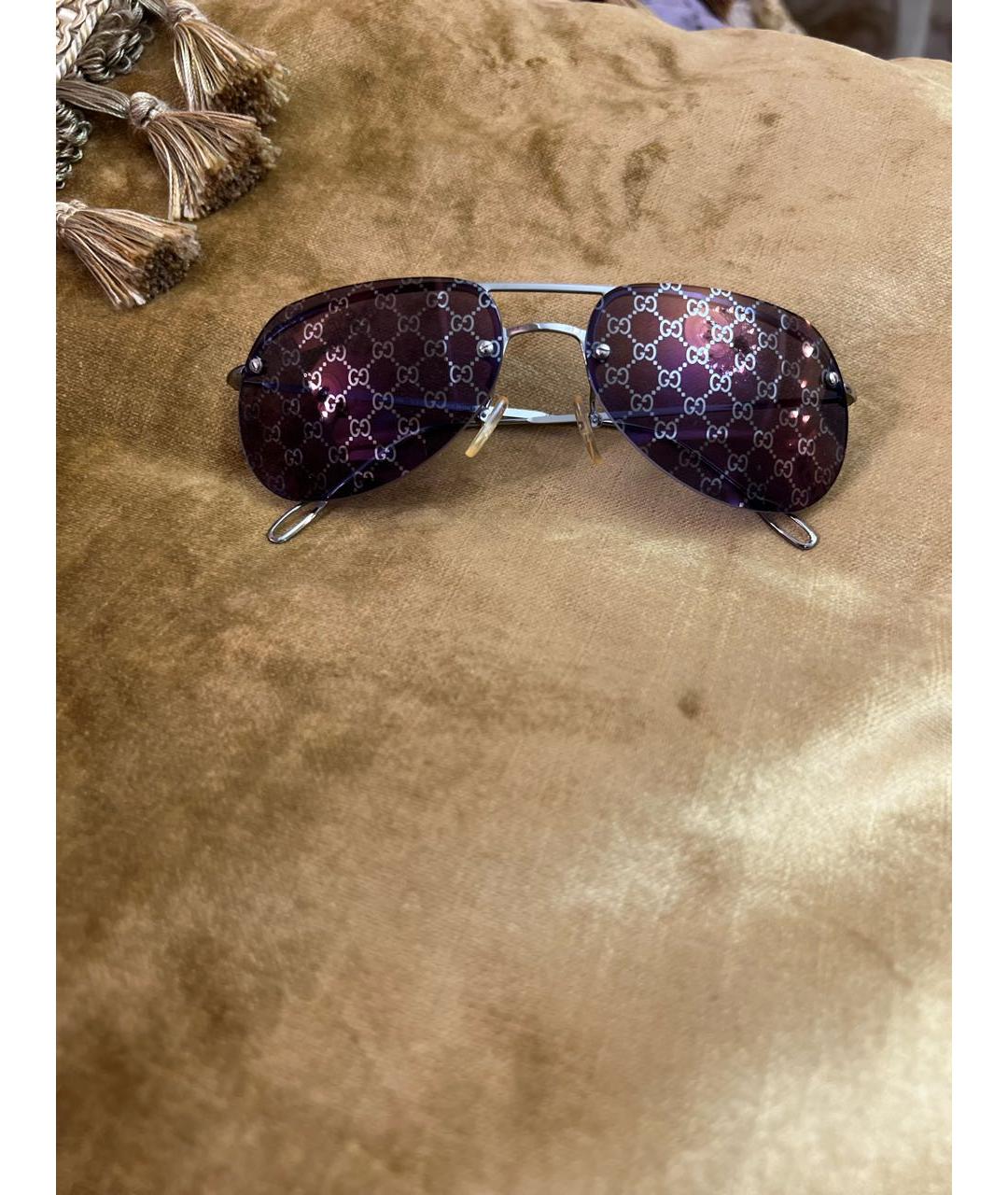 GUCCI Фиолетовые металлические солнцезащитные очки, фото 2