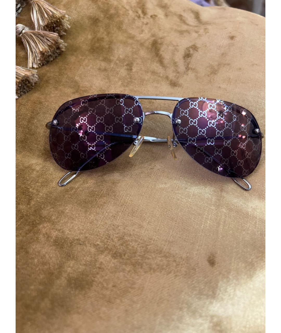 GUCCI Фиолетовые металлические солнцезащитные очки, фото 8