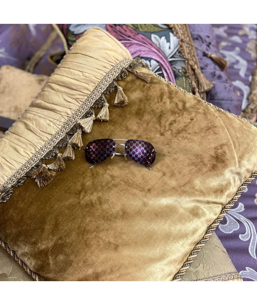 GUCCI Фиолетовые металлические солнцезащитные очки, фото 7