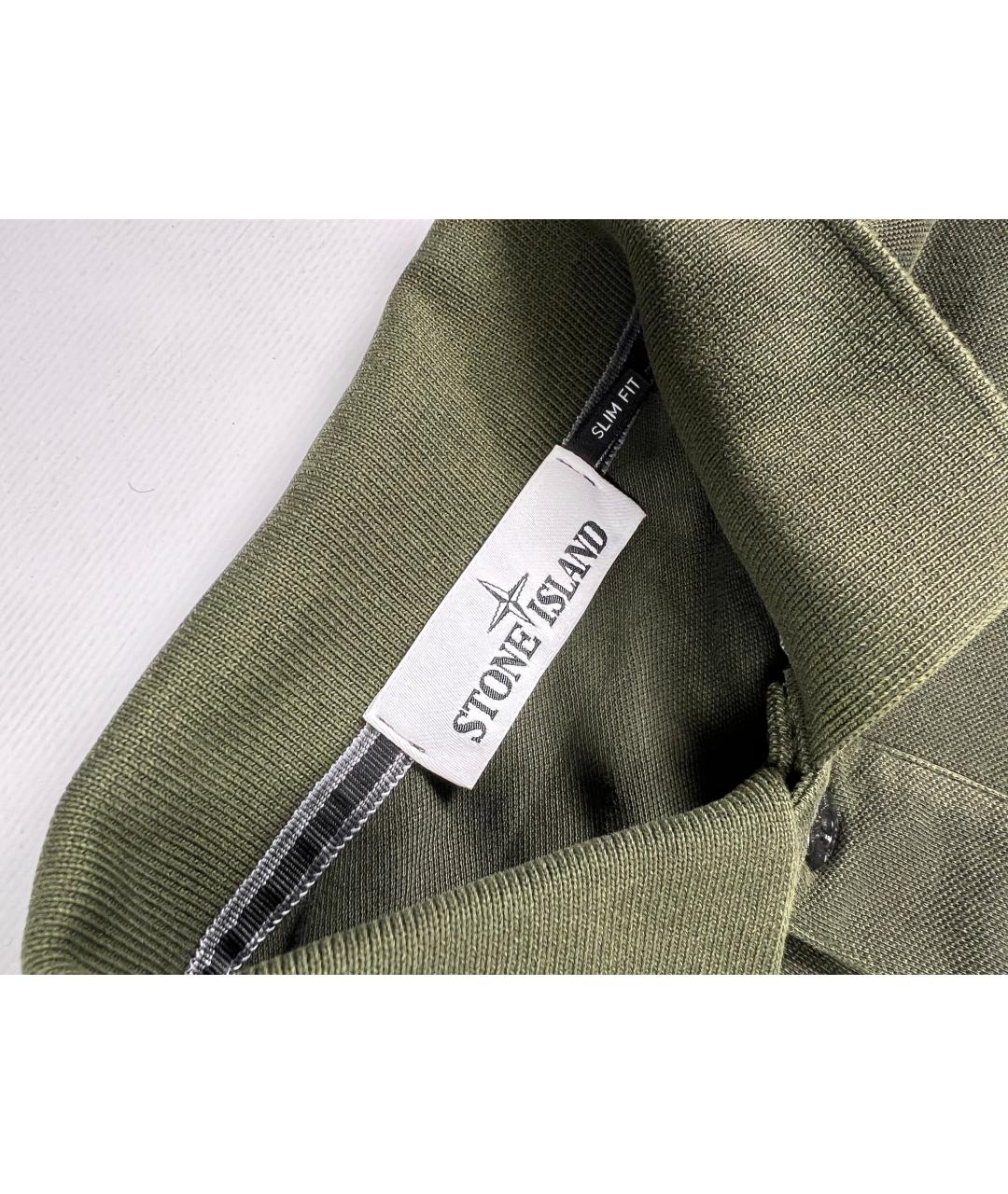 STONE ISLAND Зеленые хлопковое поло с коротким рукавом, фото 4