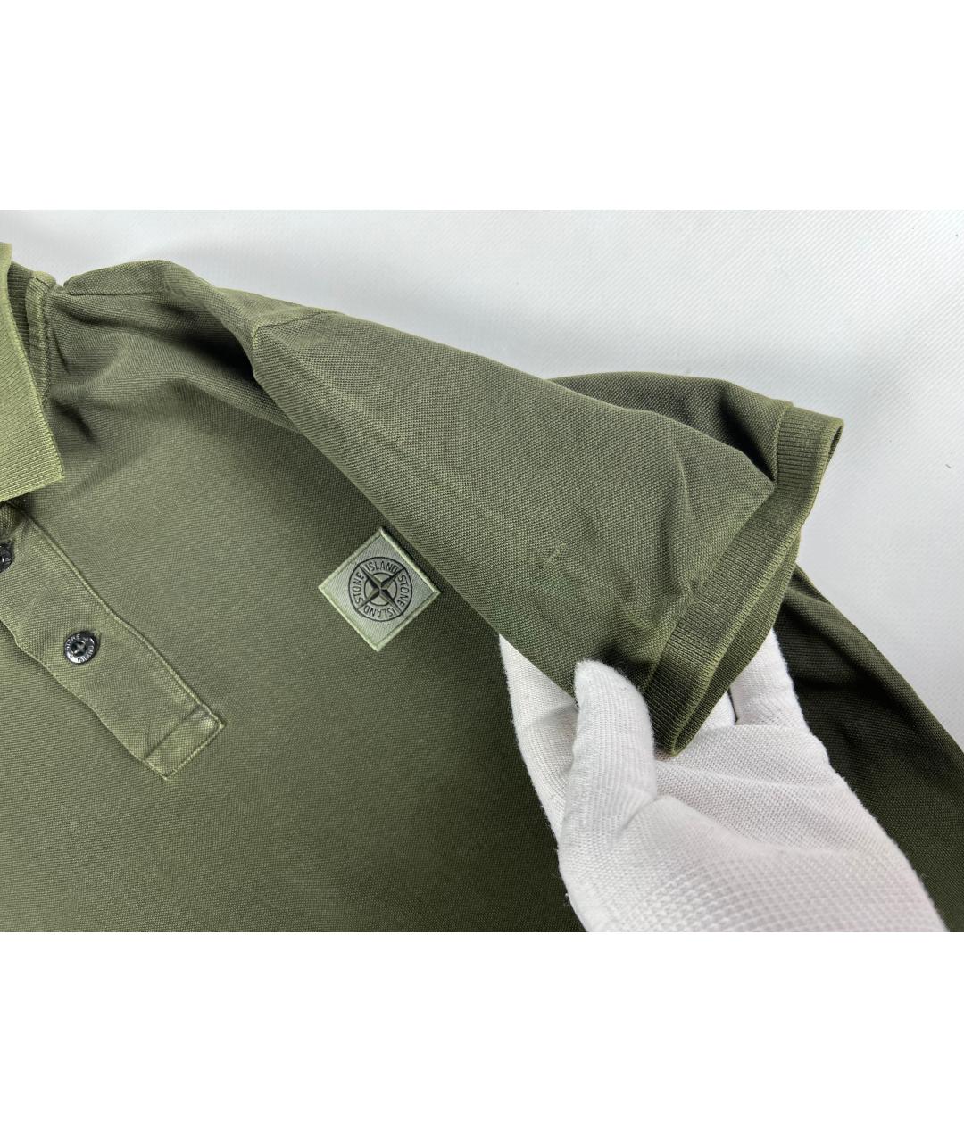 STONE ISLAND Зеленые хлопковое поло с коротким рукавом, фото 8