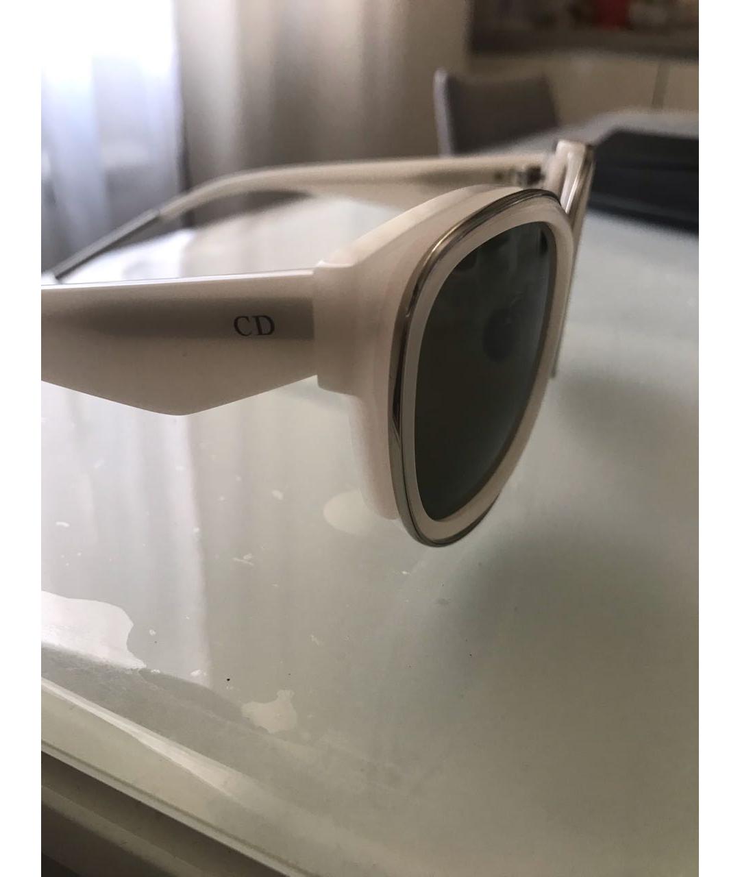 CHRISTIAN DIOR Белые пластиковые солнцезащитные очки, фото 3