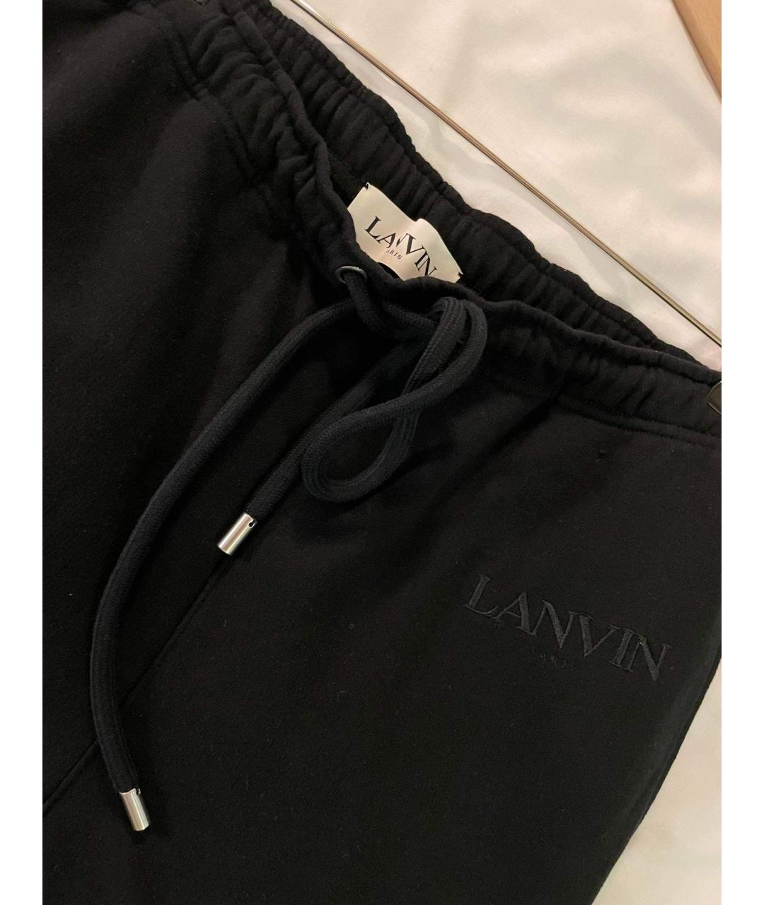 LANVIN Черные хлопковые повседневные брюки, фото 4