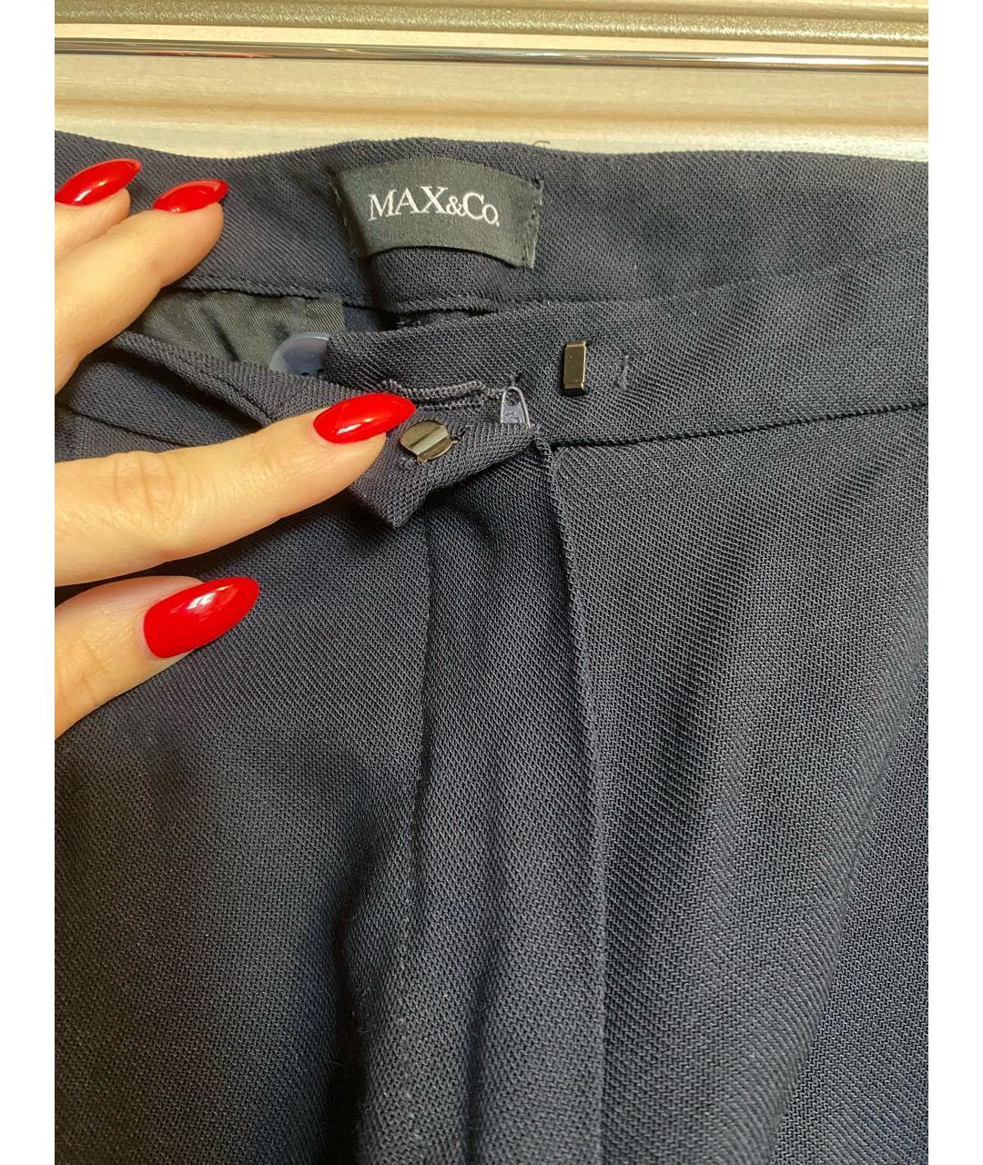 MAX&CO Темно-синие вискозные прямые брюки, фото 3