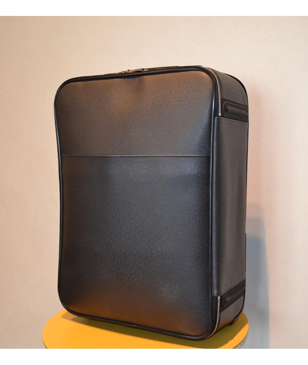 LOUIS VUITTON Черный кожаный чемодан, фото 3